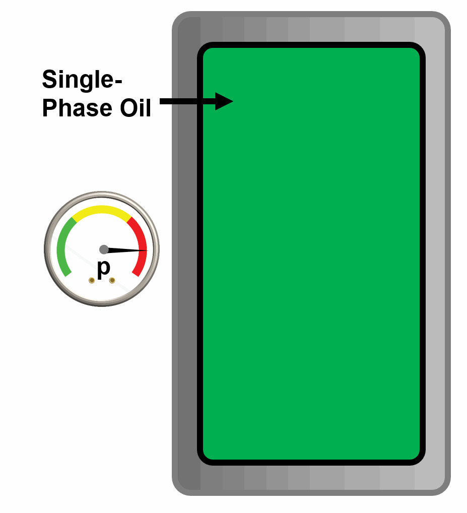 Animation of single phase oil reaching its bubblepoint